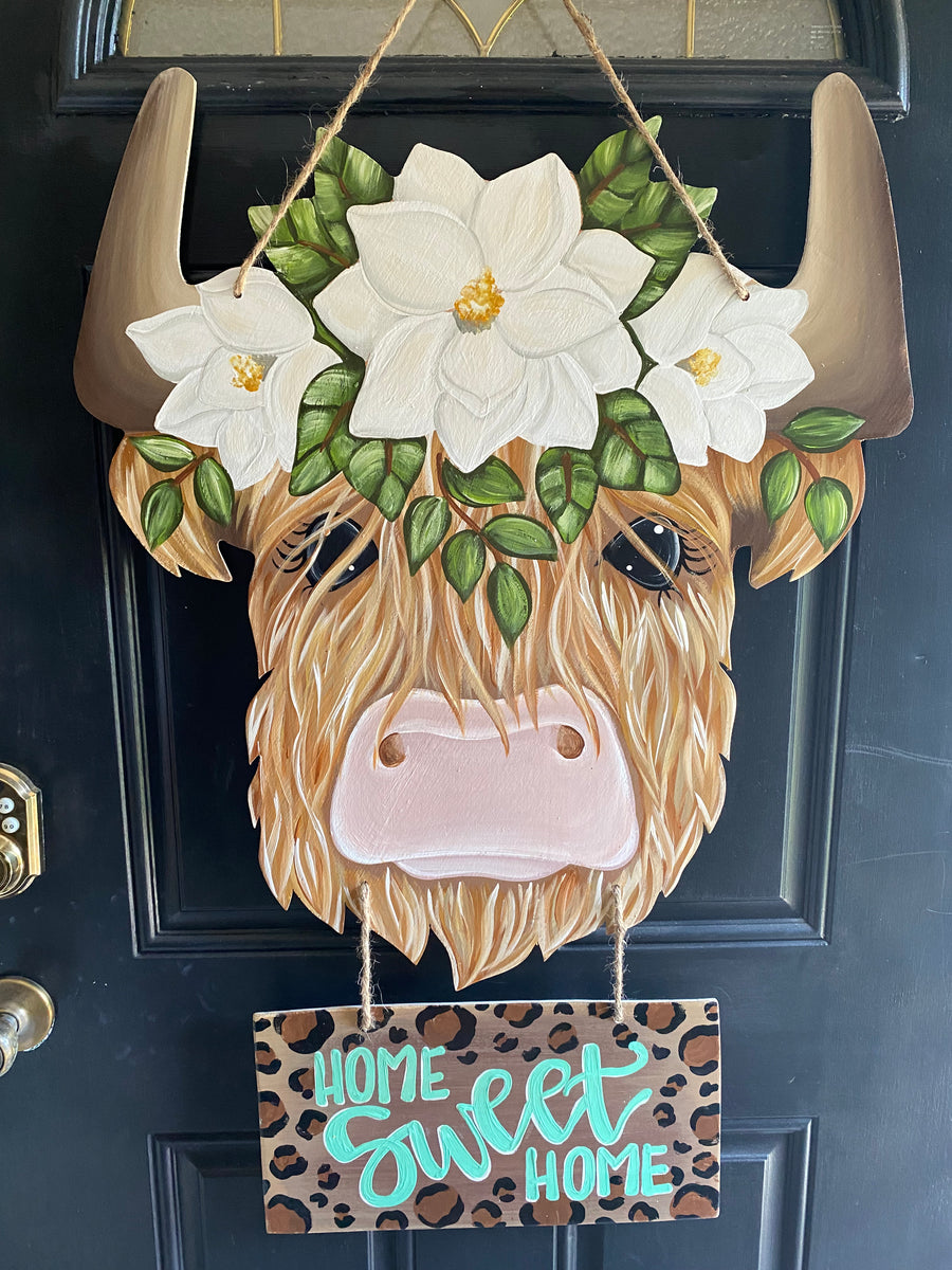 Highland Cow Hospital Door Hanger – Sparks Of Love