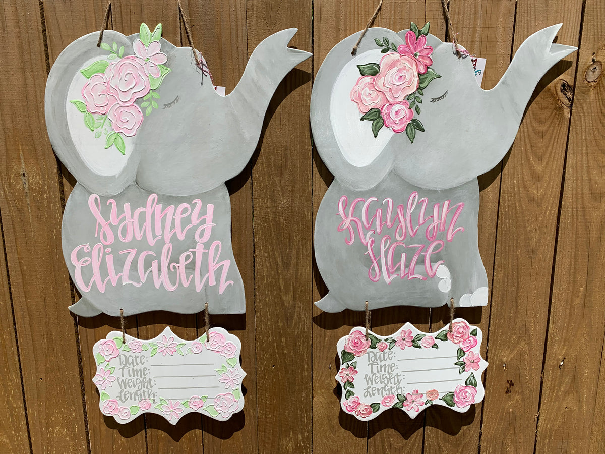 Baby girl hospital door hanger, girl hospital birth announcement