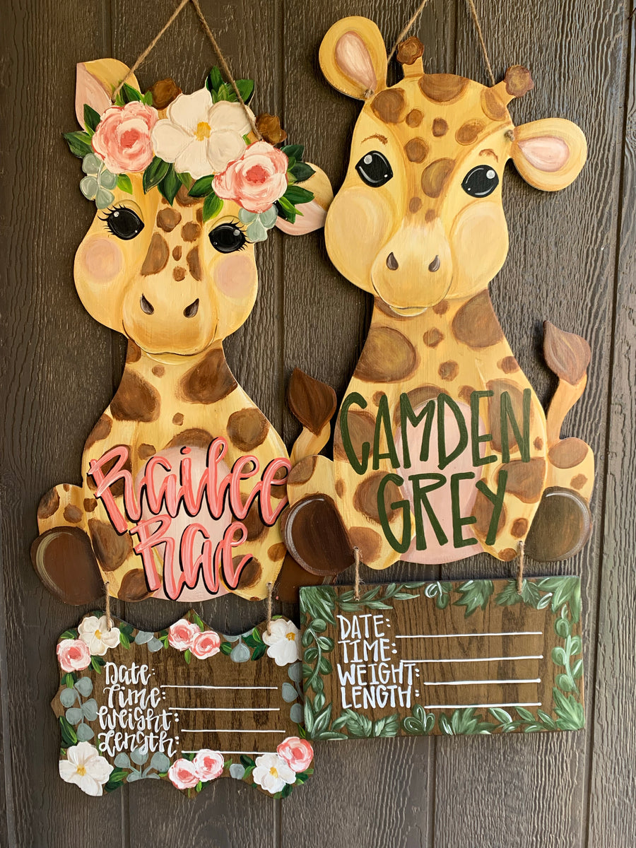 Baby hospital door hanger, hospital birth announcement, good gender neutral hospital door hanger, unisex hospital door hanger, safari animal