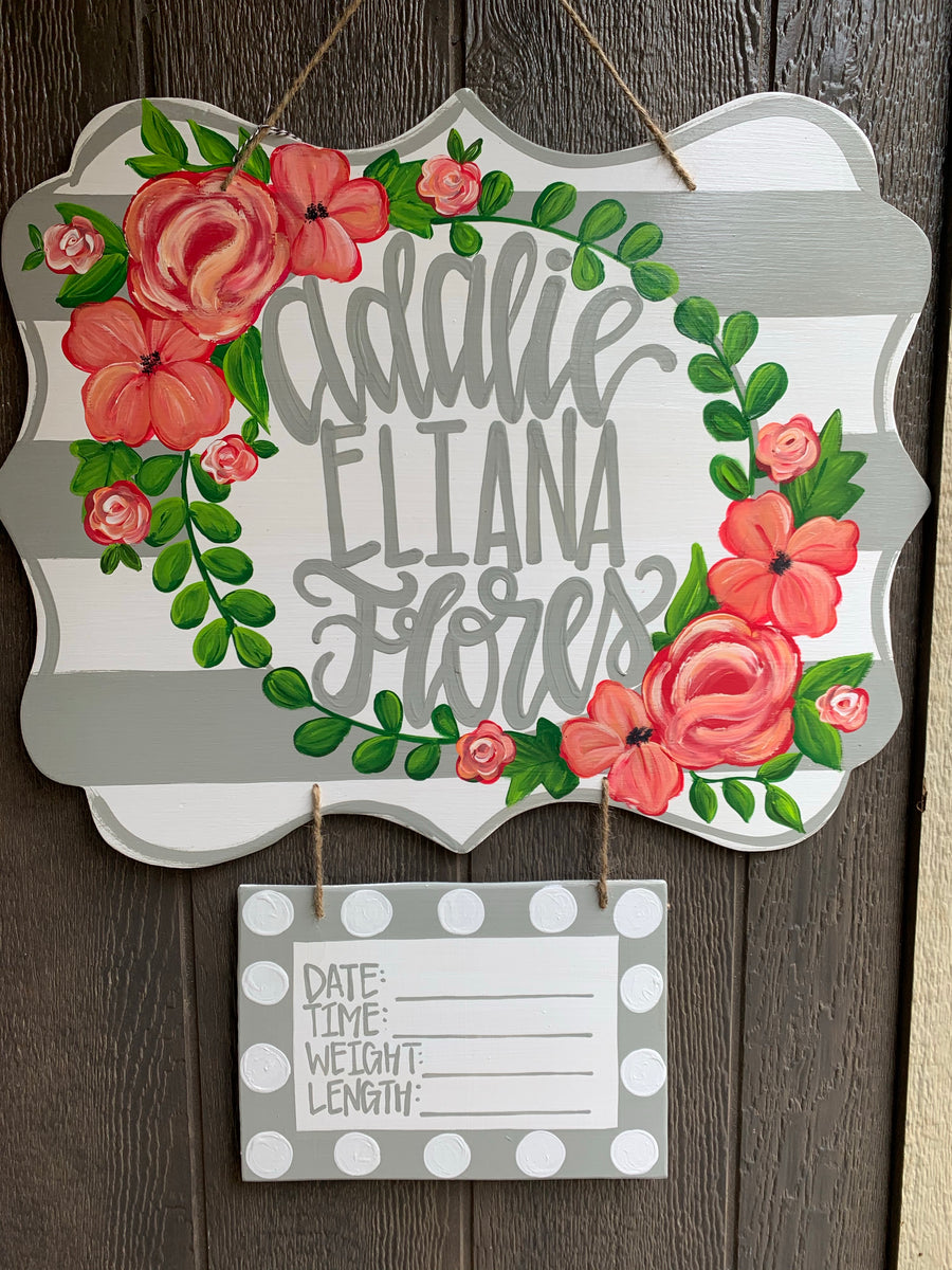 Floral Elephant Hospital Door Hanger – Sparks Of Love