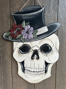 Skull With Hat Door Hanger