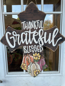 Pumpkin Cross Door Hanger