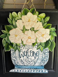Chinoiserie & Magnolias Door Hanger