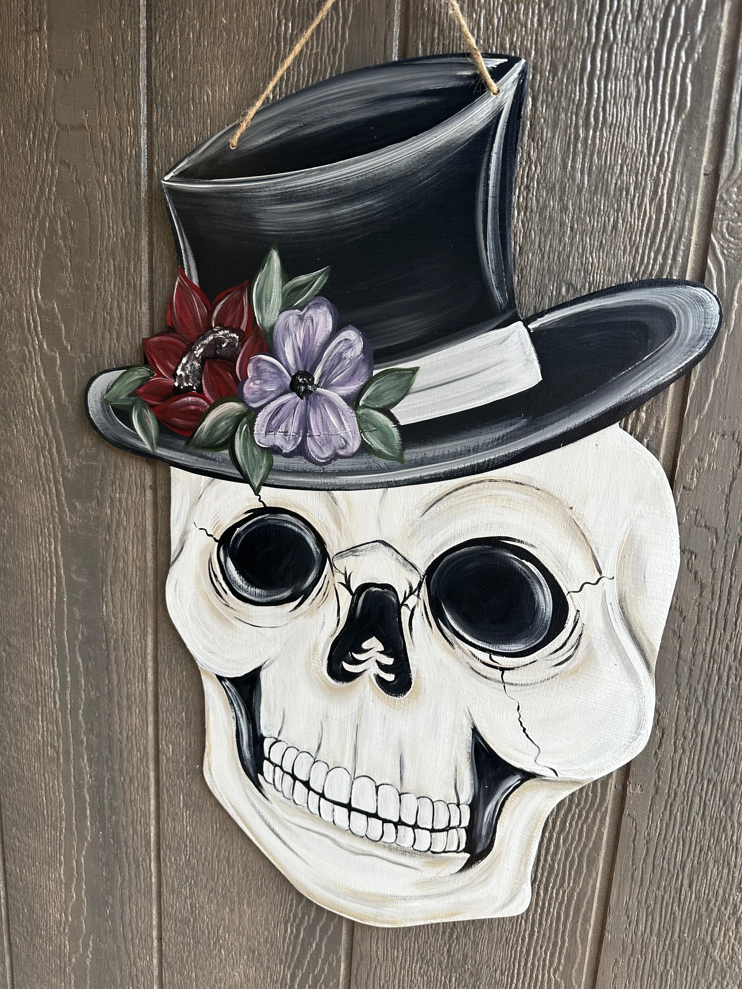Skull With Hat Door Hanger
