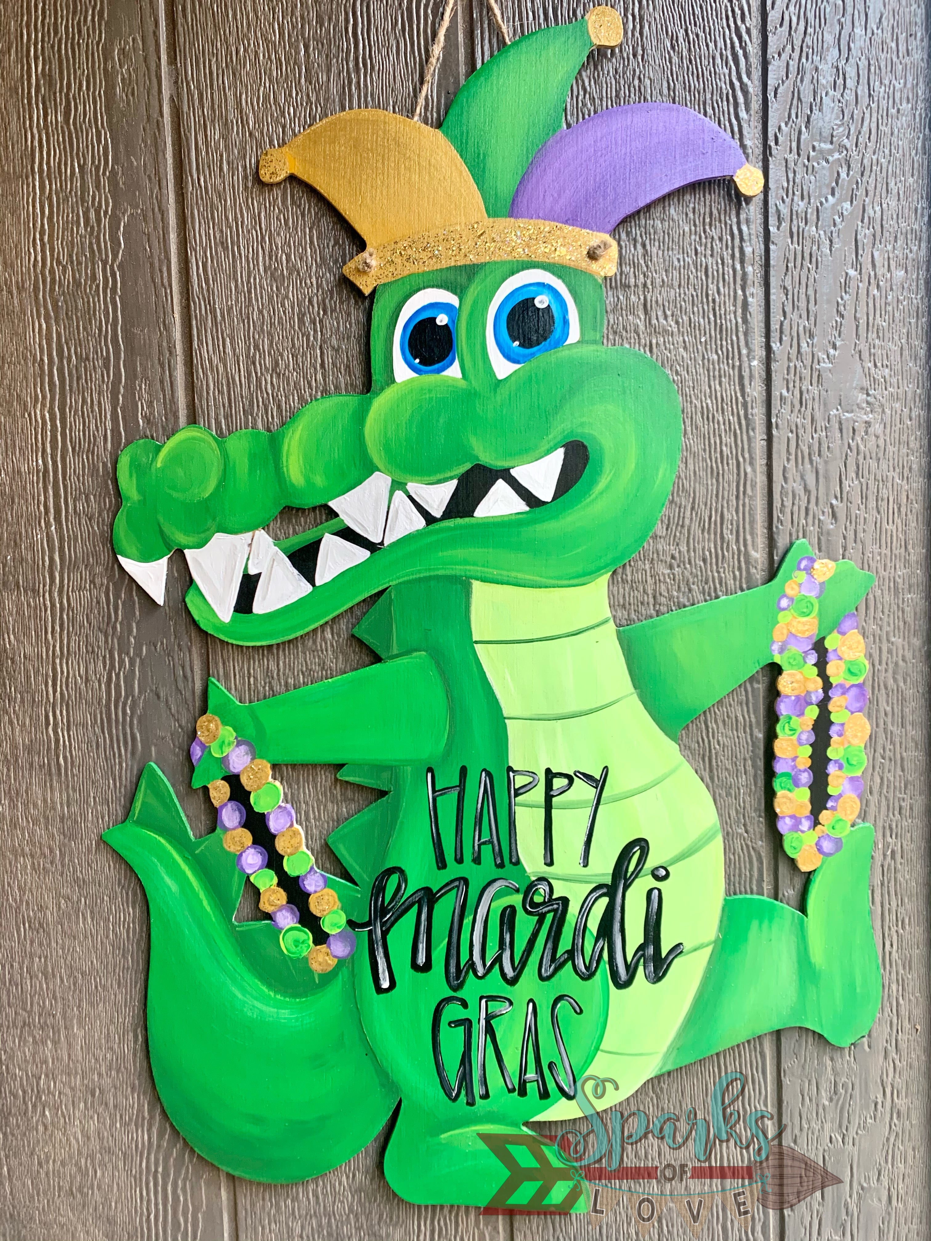 Mardi Gras Gator Door Hanger