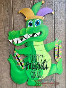 Mardi Gras Gator Door Hanger