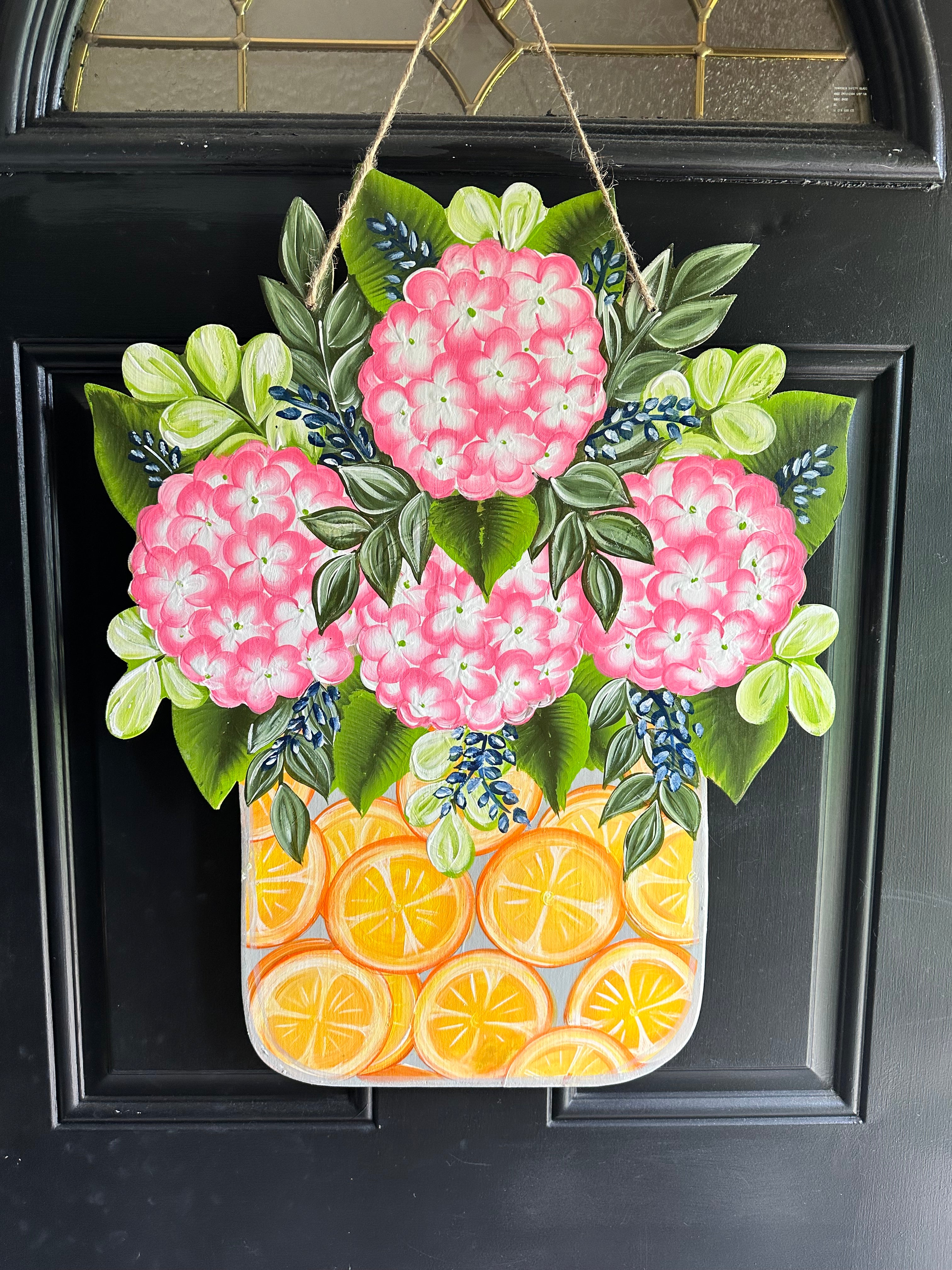Hydrangeas&Oranges Door Hanger