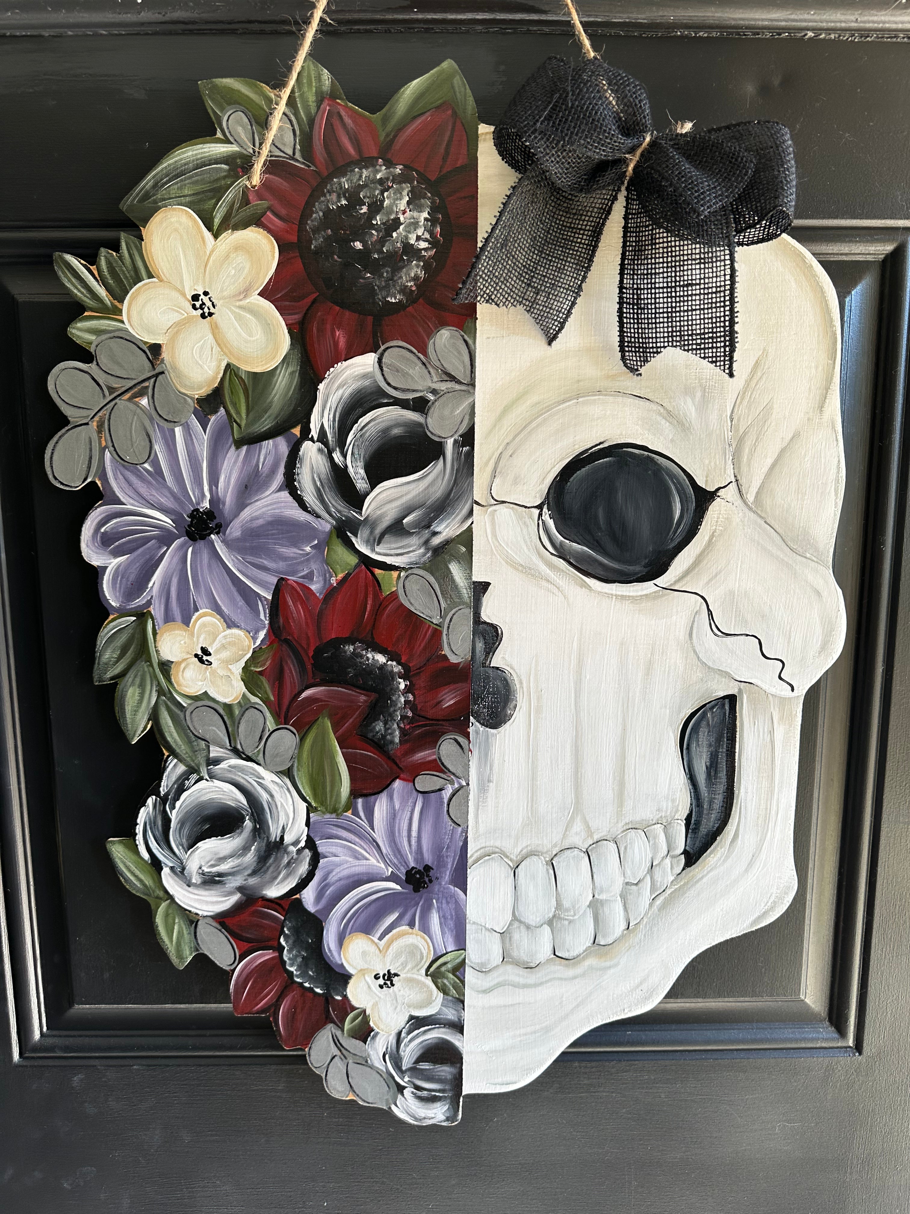 Floral Skull Door Hanger