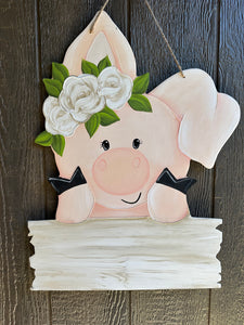 Floral Piggy Door Hanger