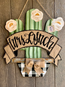 Farmhouse Cactus Door Hanger