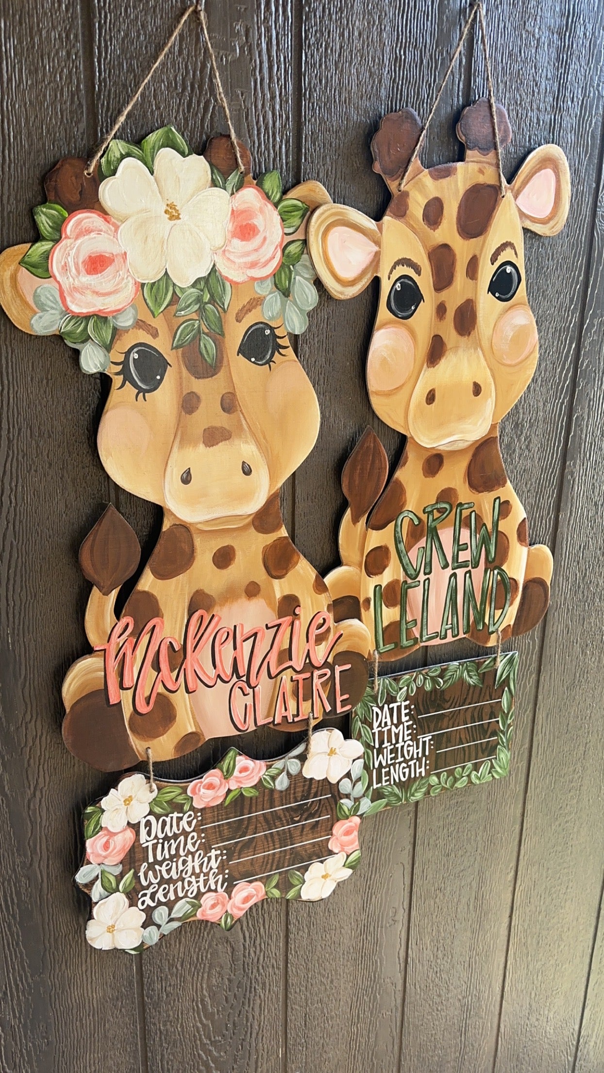 Girl Giraffe Hospital Door Hanger