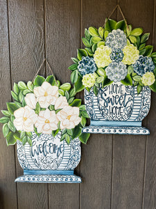 Chinoiserie & Magnolias Door Hanger