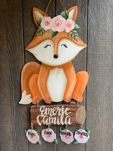 Floral Fox Hospital Door Hanger
