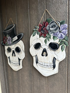 Floral Lady Skull Door Hanger