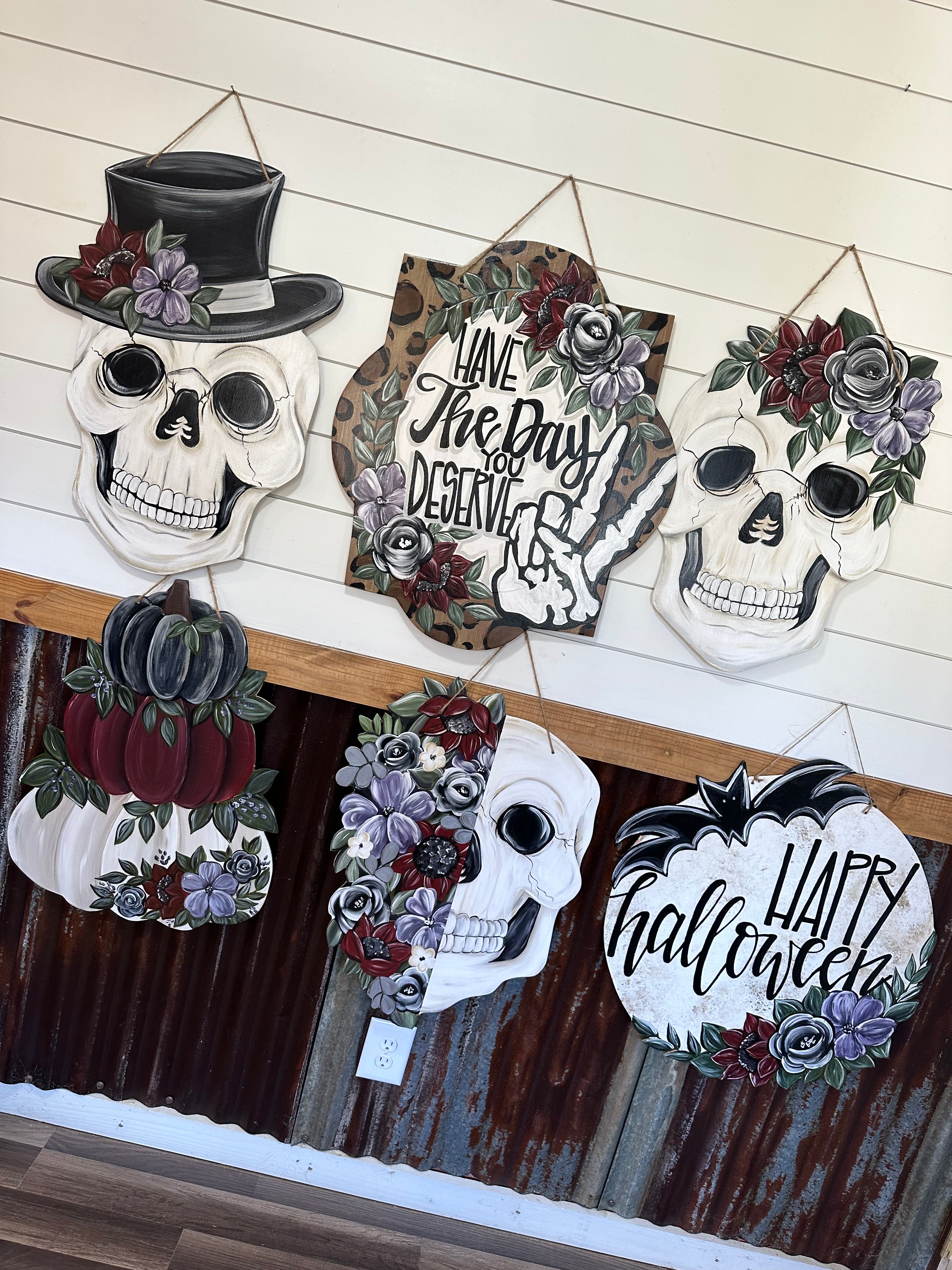 Floral Skull Door Hanger
