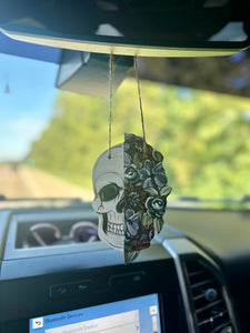 Floral Skull Car Charm