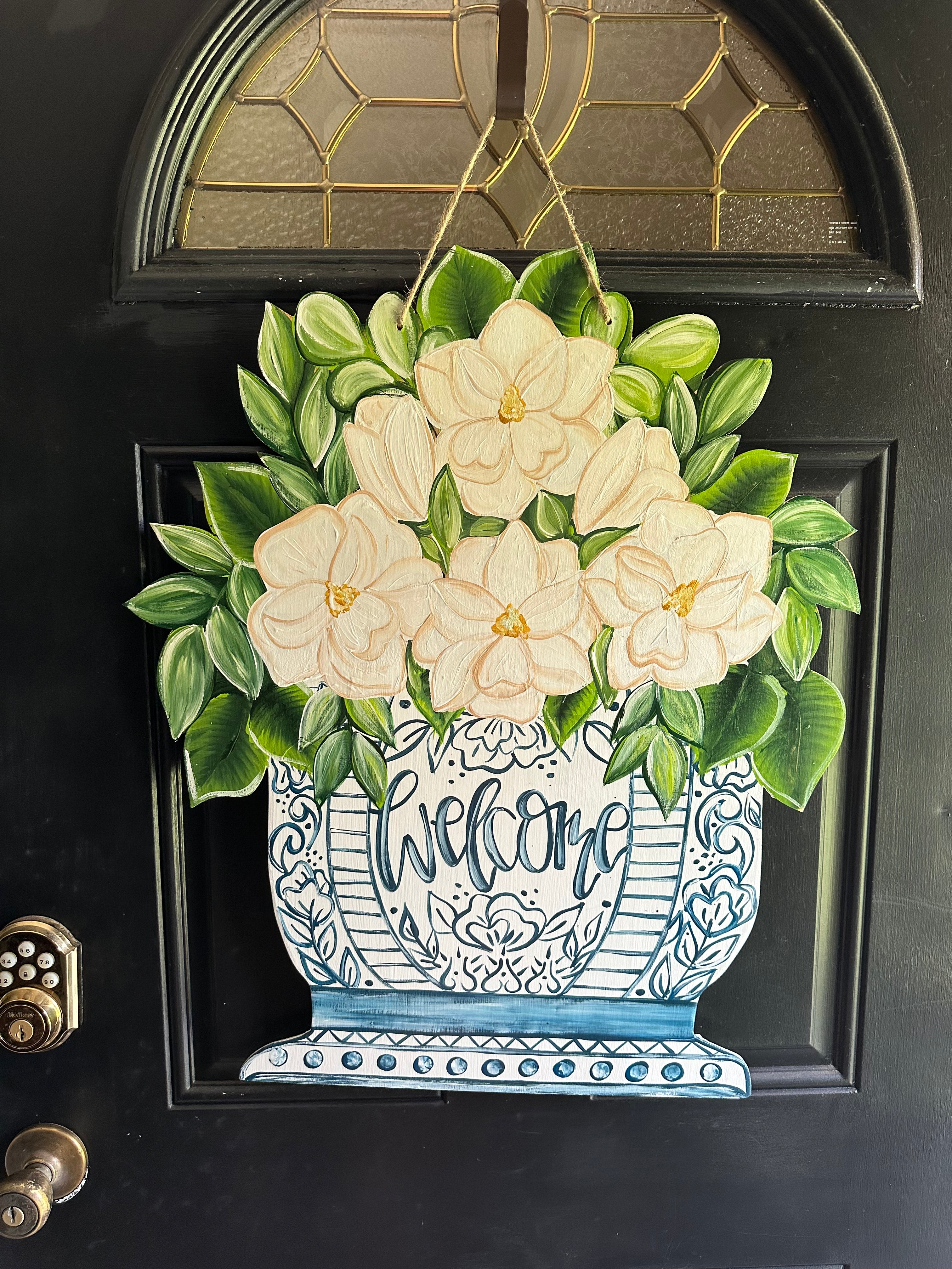 Chinoiserie & Magnolias Door Hanger