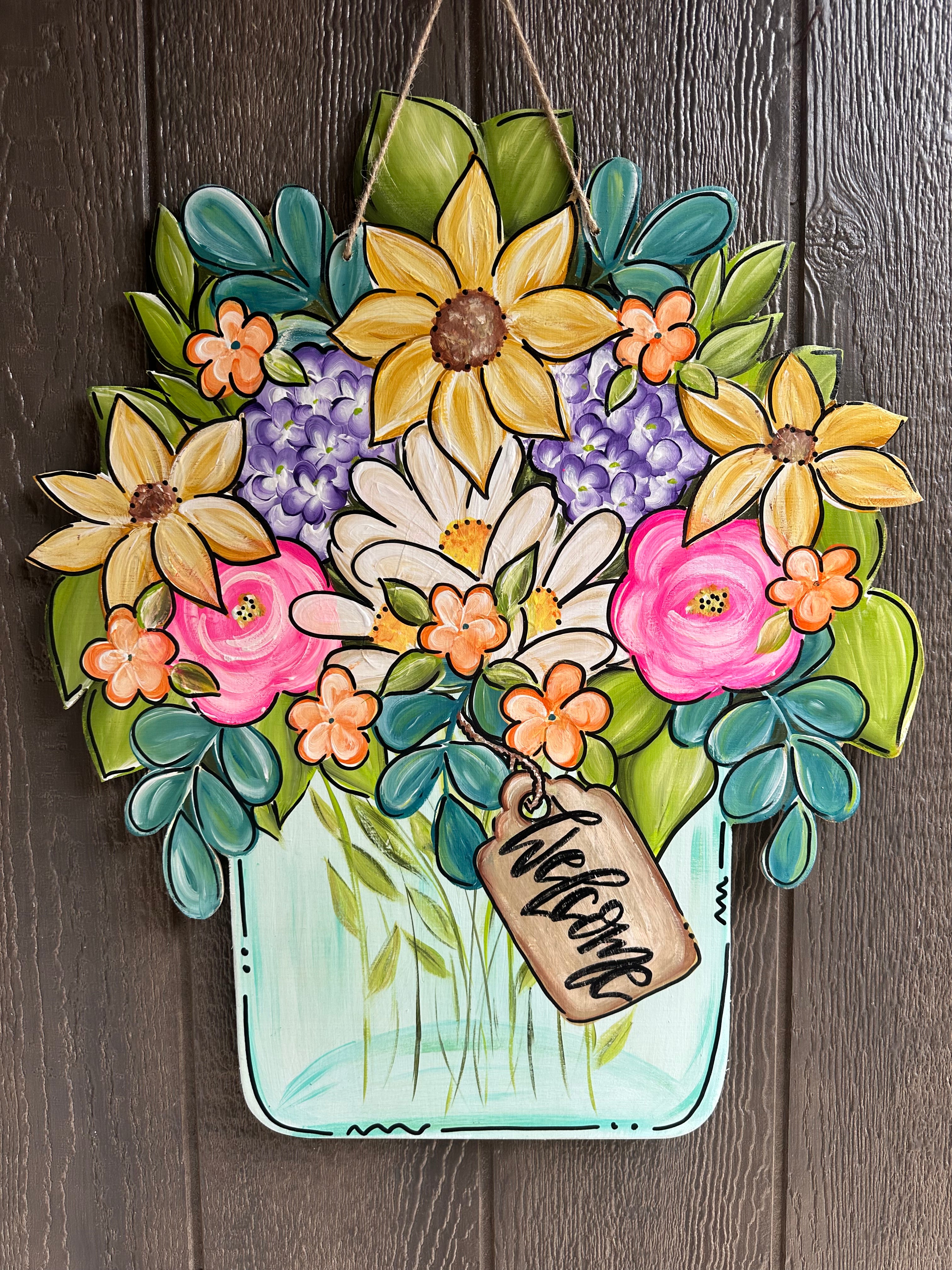 Floral Jar Door Hanger