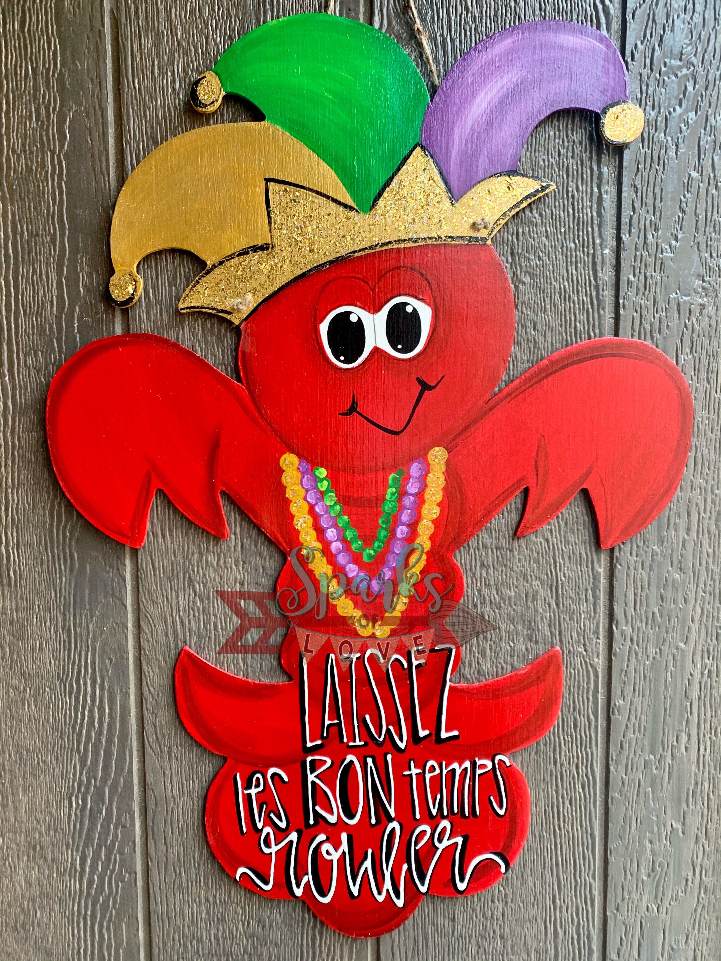 Mardi Gras Mudbug Door Hanger