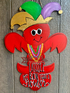 Mardi Gras Mudbug Door Hanger