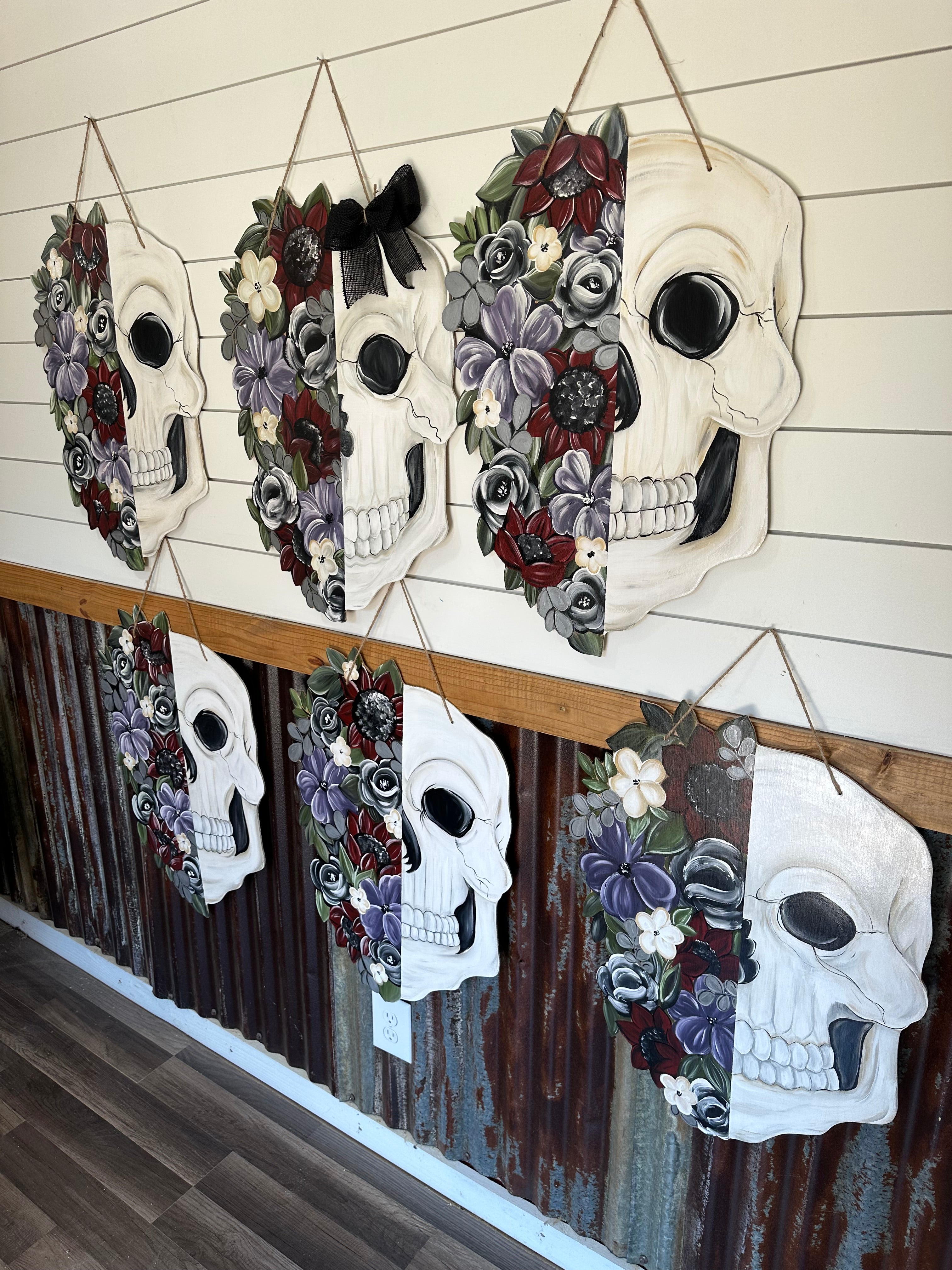 Floral Skull Door Hanger