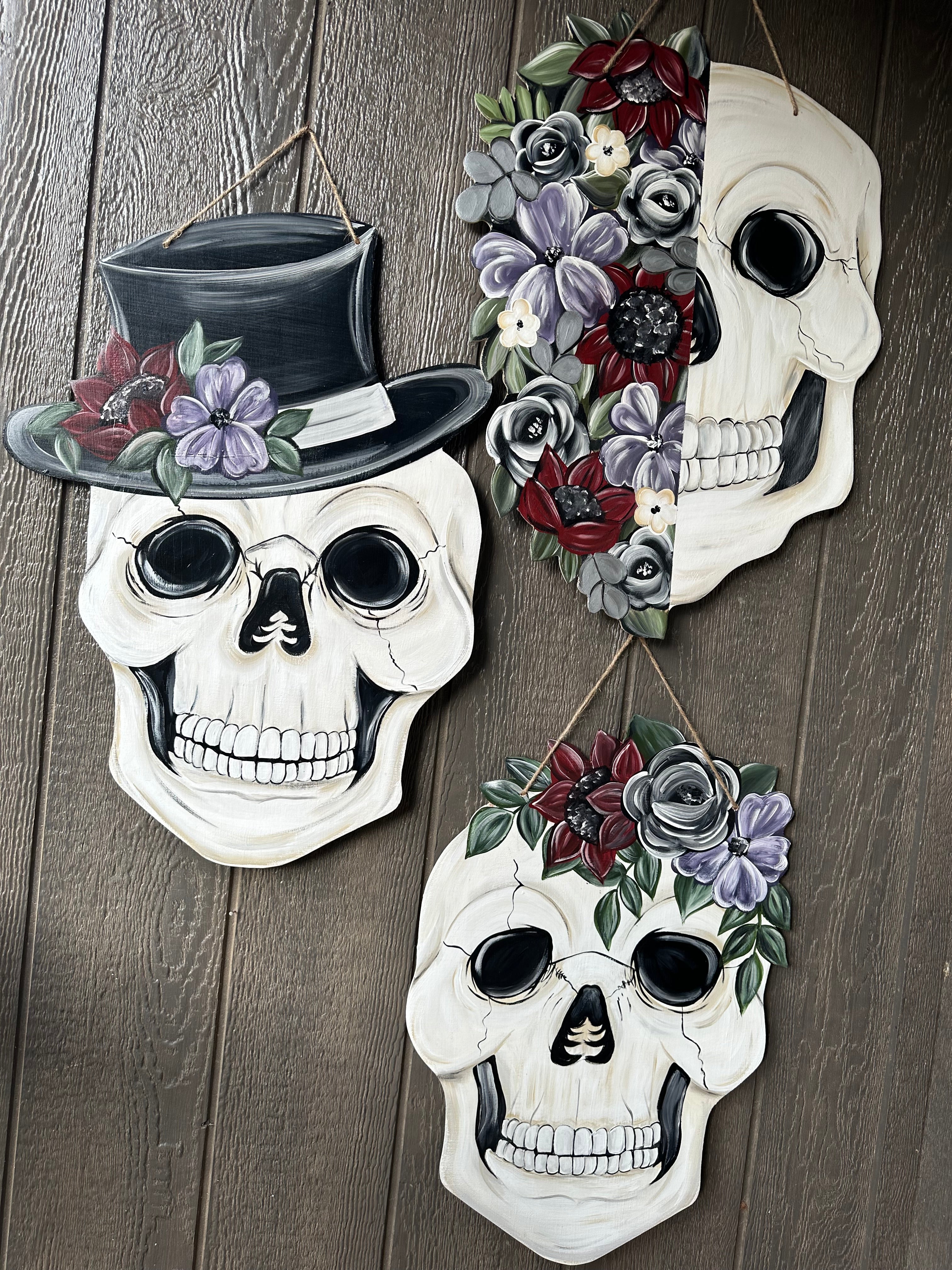 Floral Skull Door Hanger