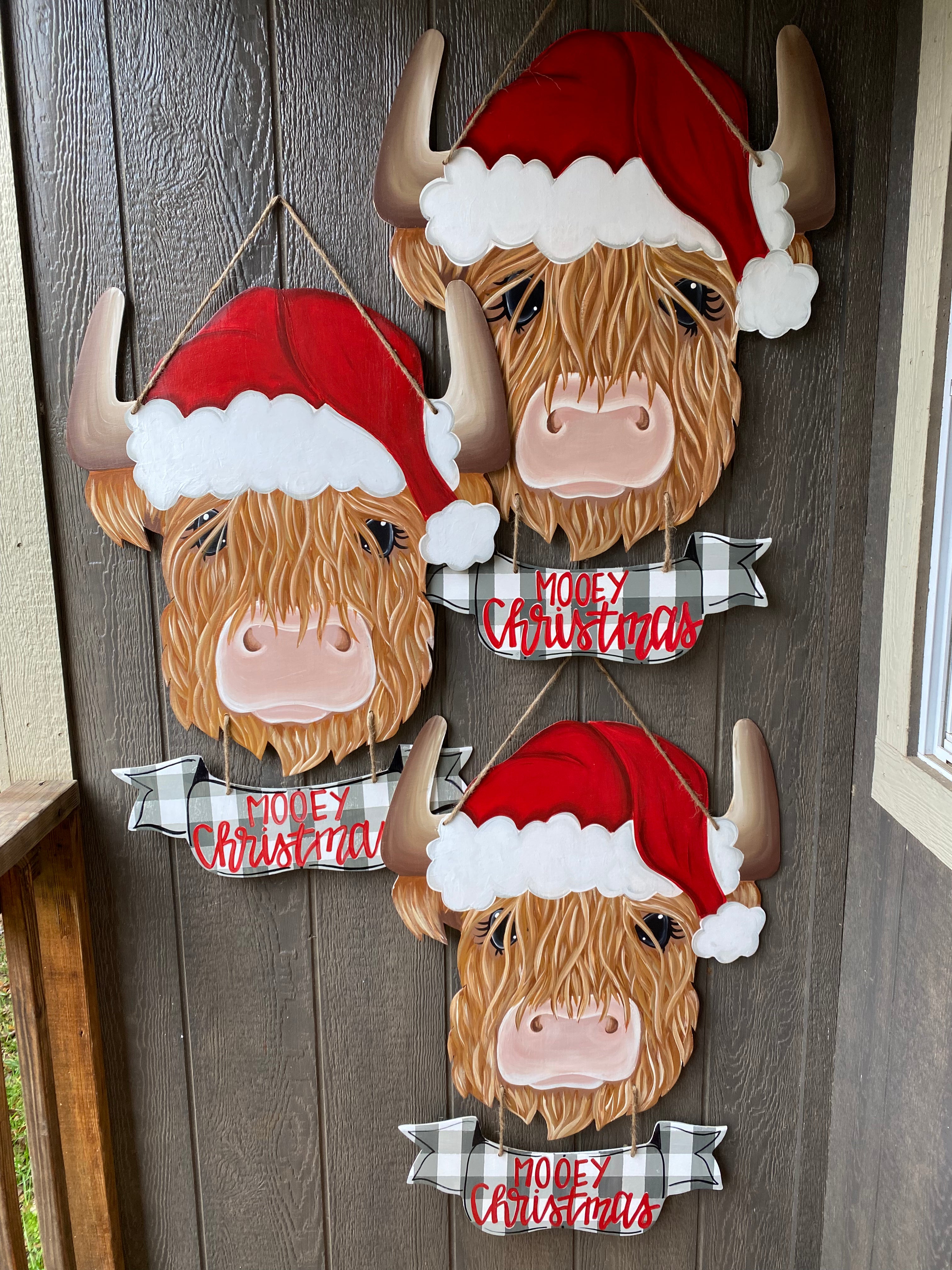 Santa Highland Cow Door Hanger