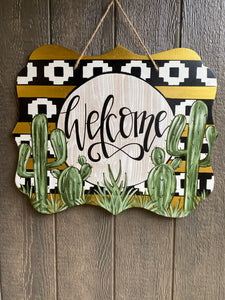 Aztec&Cactus Quatrefoil Door Hanger