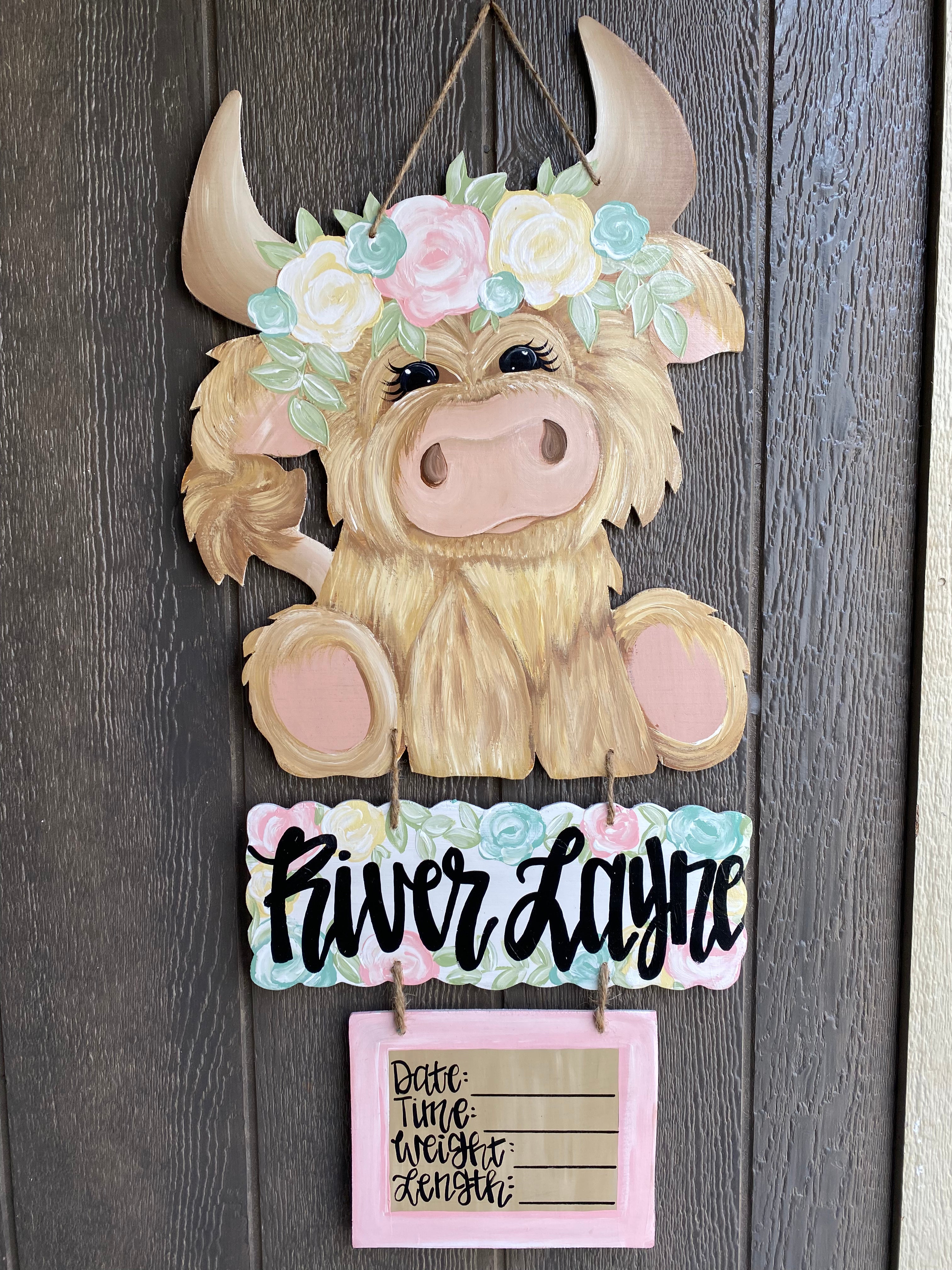 Highland Cow Hospital Door Hanger – Sparks Of Love