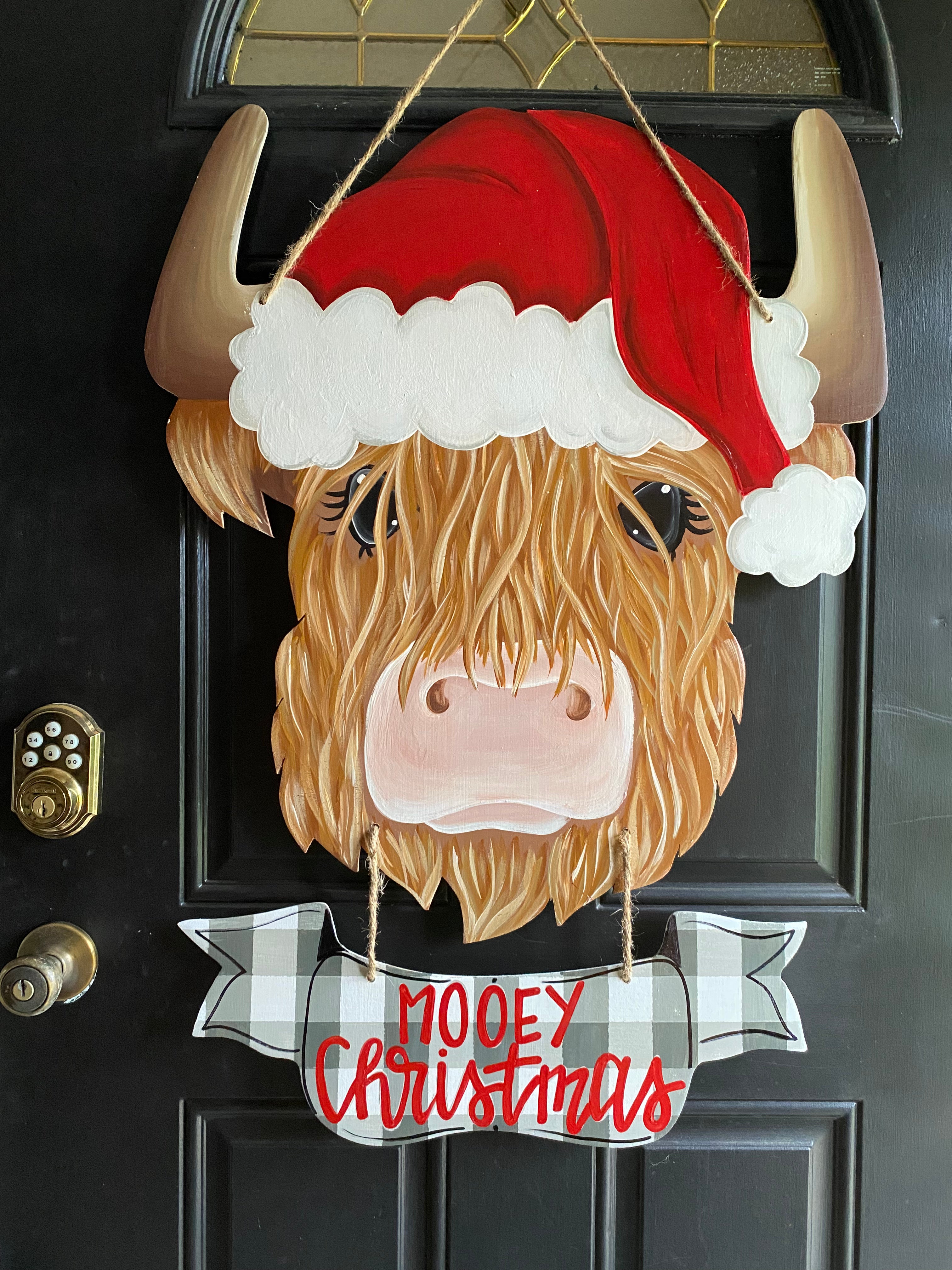 Santa Highland Cow Door Hanger
