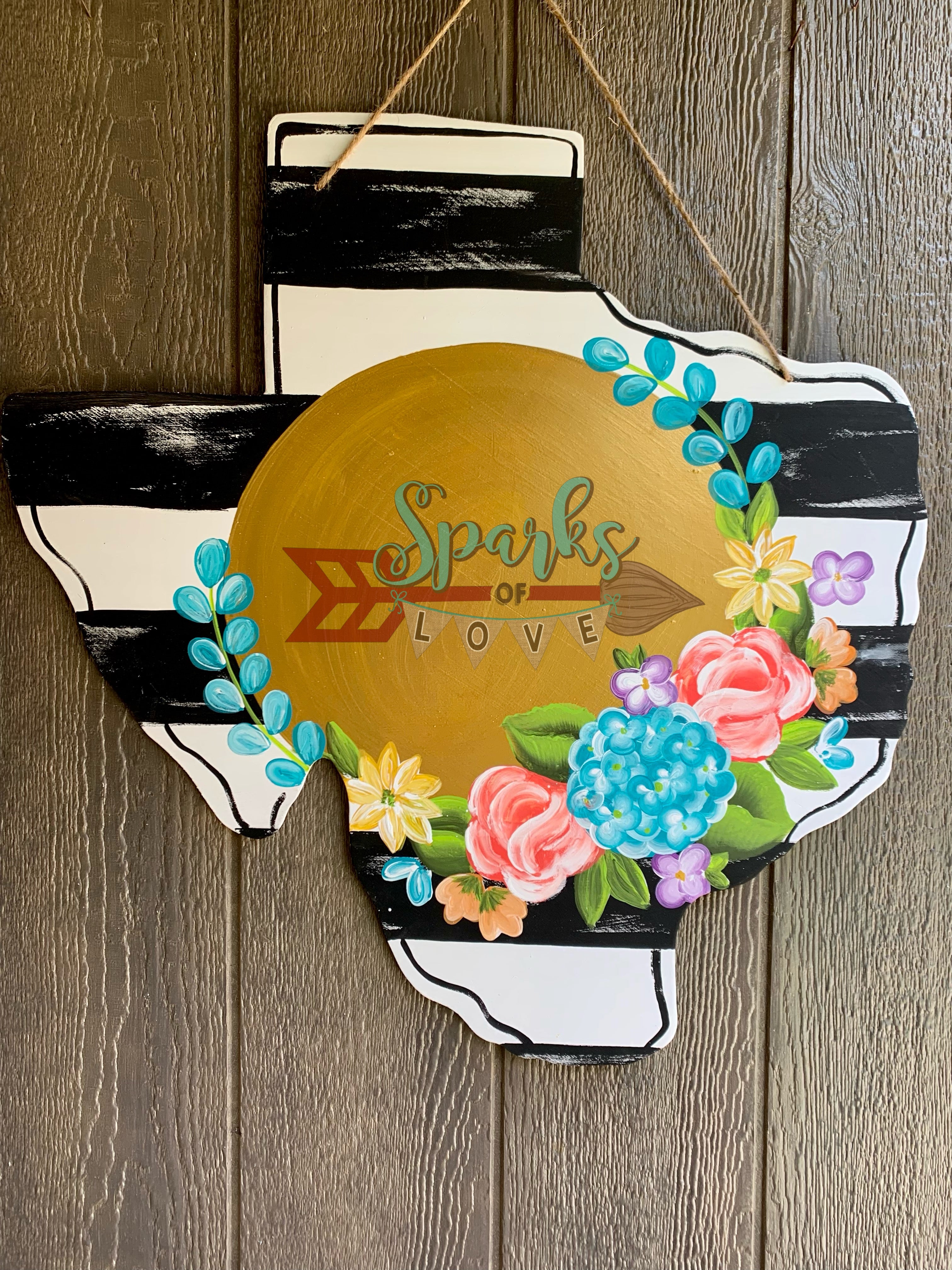 B&W Bright Floral Door Hanger